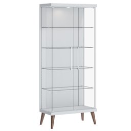 Cristaleira Retrô 2 Portas de Vidro Tiffy I04 Branco Acetinado - Mpozenato - 1