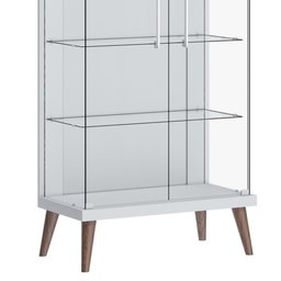 Cristaleira Retrô 2 Portas de Vidro Tiffy I04 Branco Acetinado - Mpozenato - 3