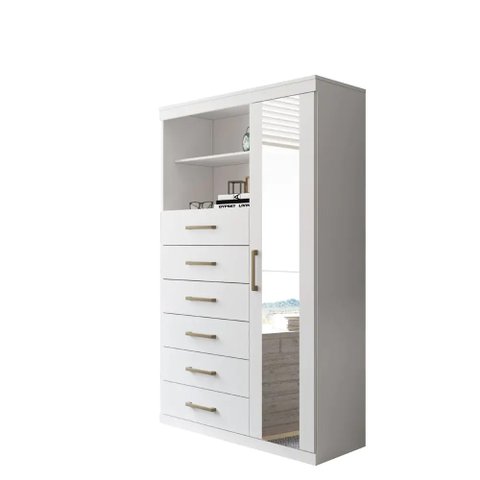 Comoda Multiuso 1 porta 6 gavetas Maraba com Espelho Santos Andira