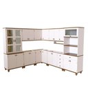 Ver imagem 2 de Conjunto Cozinha Completa Modulada 8 Peças Madeira Maciça Linha Joy Branco/Off White/Nogueira