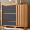 Ver imagem 7 de Guarda Roupa Casal New Fusion 10 Portas e Cômoda Sapateira Duetto Freijo Titanium - Móveis