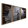 Quadro Decorativo Temático Direito Livros com 3 Telas 60x90cm para Banheiro Escritório Sala Com Vidro - 2