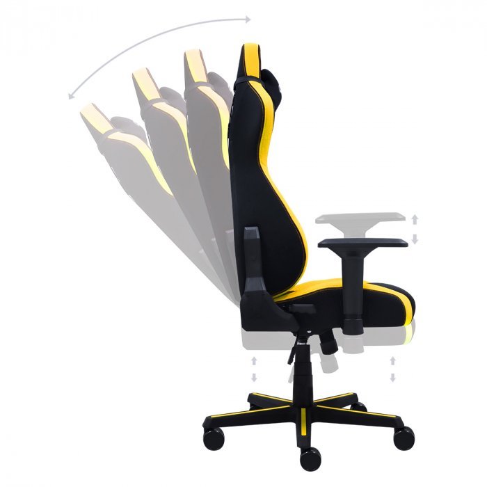 Cadeira de Escritório Reclinável Ergonômica Gamer V8 Turbo Preto e Amarelo - 4