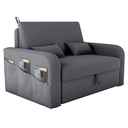 Ver imagem 5 de Sofá-Cama Lyon com Baú em Veludo Cinza 140x180cm 1 Lugar com Bolsos e Abertura Frontal