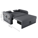 Ver imagem 3 de Sofá-Cama Lyon com Baú em Veludo Cinza 140x180cm 1 Lugar com Bolsos e Abertura Frontal
