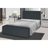 Kit Cabeceira 138Cm p/ Cama Box Casal + Baú 138Cm Calçadeira Estofada Jade Suede Grafite - 1