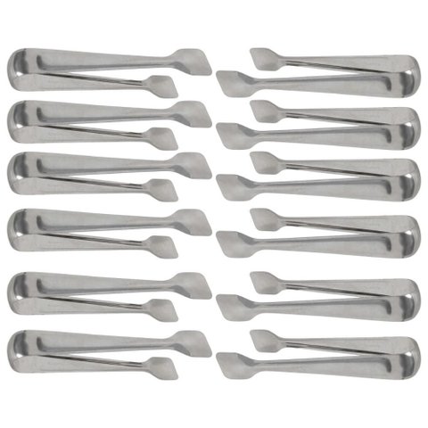 Kit 12 Pegadores Pinça Azeitonas Servir Carne Gelo Aço Inox 18cm Multiuso Brinox