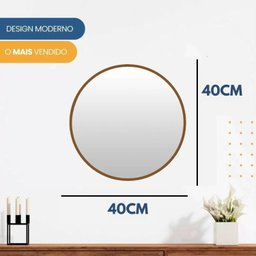 Espelho Decorativo de Parede Redondo 40cm para Quarto Sala Cozinha - 4