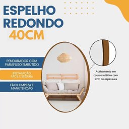 Espelho Decorativo de Parede Redondo 40cm para Quarto Sala Cozinha - 3