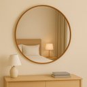 Ver imagem 1 de Espelho Redondo Decorativo 60cm com Acabamento Ecológico de Parede para Sala Quarto Banheiro