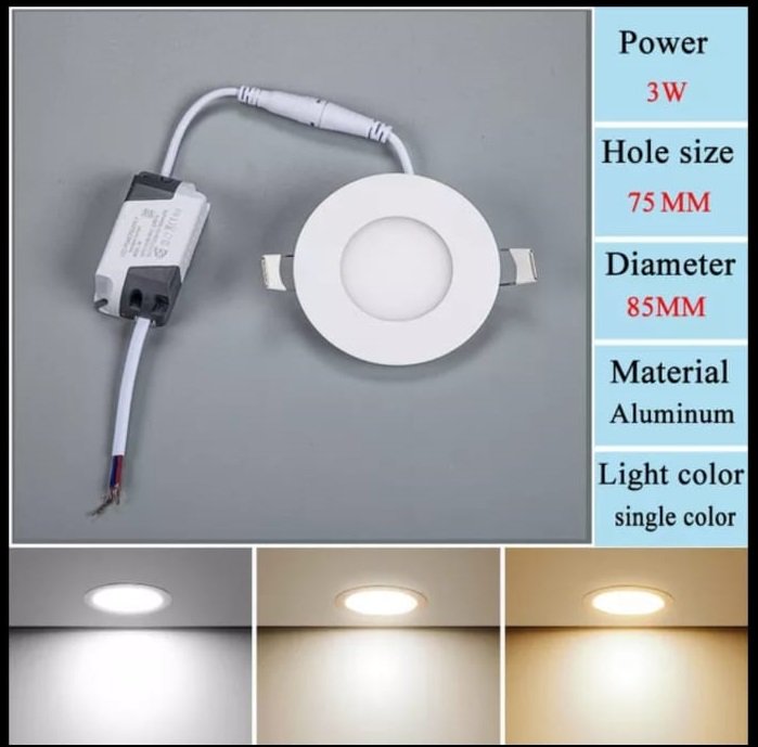 2 Lâmpada Spot Led Embutir Ultrafino 12v 3w Trailer Motorhome Dangos - 2