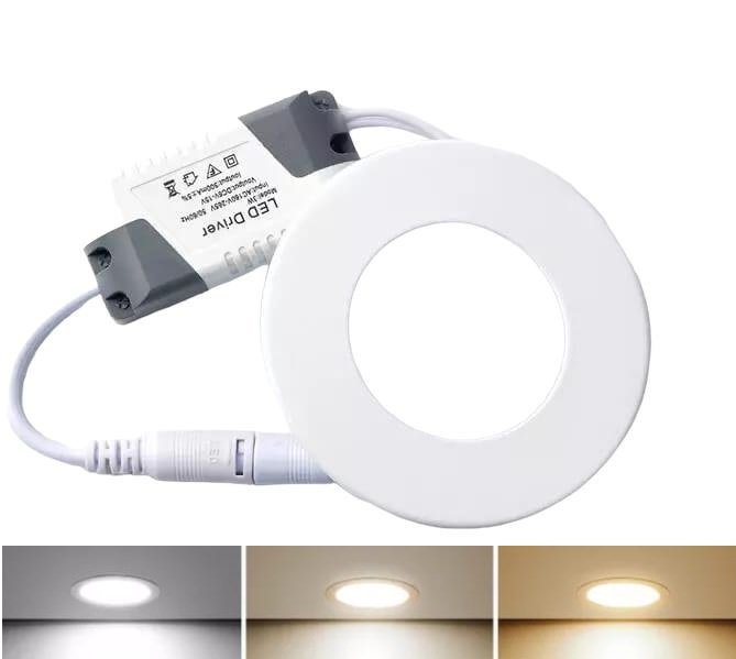 2 Lâmpada Spot Led Embutir Ultrafino 12v 3w Trailer Motorhome Dangos - 1