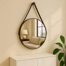 Espelho Adnet Redondo 40cm com Alça e Suporte para Sala Quarto Banheiro Hall - 1