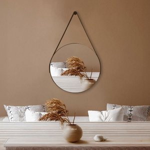 Espelho Adnet Redondo 40cm com Alça e Suporte para Sala Quarto Banheiro Hall
