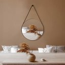 Ver imagem 1 de Espelho Adnet Redondo 40cm com Alça e Suporte para Sala Quarto Banheiro Hall