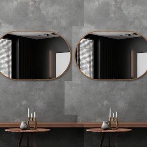 Espelho Decorativo Grande Oval 50x80cm Kit com 2 Unidades