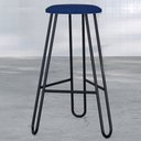 Ver imagem 2 de Kit 03 Banquetas Baixa Bar Cozinha Sala de Jantar Áris C01 Preto Linho Azul Jeans - Lyam Decor