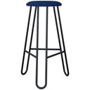 Ver imagem 5 de Kit 03 Banquetas Baixa Bar Cozinha Sala de Jantar Áris C01 Preto Linho Azul Jeans - Lyam Decor