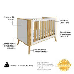 Berço Arredondado Minicama Americano 3 em 1 Luly 100% MDF Espresso Móveis - 4