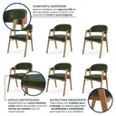 Ver imagem 4 de Kit 6 Cadeiras de Jantar Estofadas em Madeira Gaia Verde Yescasa