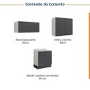 Ver imagem 4 de Lavanderia Modulada 3 Peças 2 Armários Aéreos 4 Portas 1 Balcão Ipanema CabeCasa MadeiraOriginals Cinza/Grafite Trama