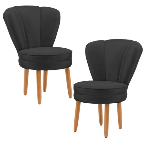 Conjunto 2 Cadeiras Confortável para Mesa de Jantar Decor Cozinha Tecido Veludo