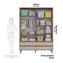 Ver imagem 3 de Guarda-Roupa Infantil com 4 Portas 4 Gavetas e Pés Palito Luly 100% MDF Espresso Móveis Bege/Off White/Amêndoa