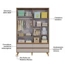 Ver imagem 4 de Guarda-Roupa Infantil com 4 Portas 4 Gavetas e Pés Palito Luly 100% MDF Espresso Móveis Bege/Off White/Amêndoa