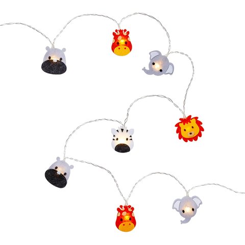 Luminária Infantil Animais do Safari Cormilu Led, À Pilha, 10 Bolas, 1.5m