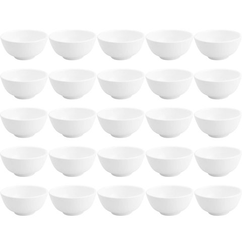 Kit 25 Cumbucas de Porcelana Brancas 200ml para Restaurantes Bares Hotéis Clean Lyor