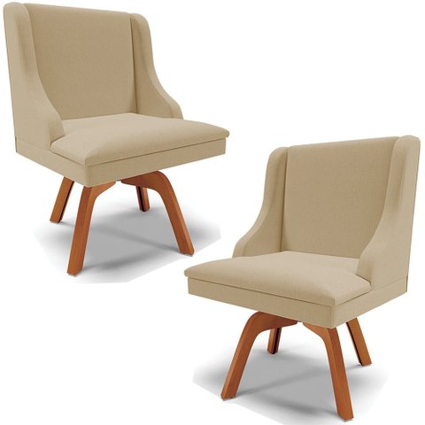 Kit 6 Cadeiras Decorativas Sala de Jantar Base Fixa de Madeira Firenze Suede Marrom/Preto G19 - Gran