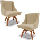 Ver imagem 1 de Kit 6 Cadeiras Decorativas Sala de Jantar Base Fixa de Madeira Firenze Suede Marrom/Preto G19 - Gran