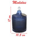 Ver imagem 2 de Bomboniere De Vidro Grosso Azul Com Detalhe Em Metal 17cm