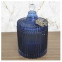 Ver imagem 1 de Bomboniere De Vidro Grosso Azul Com Detalhe Em Metal 17cm