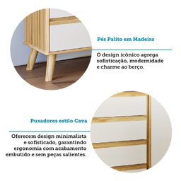 Cômoda Infantil com 1 Porta 4 Gavetas e Pés Palito Luly 100% MDF Espresso Móveis - 8