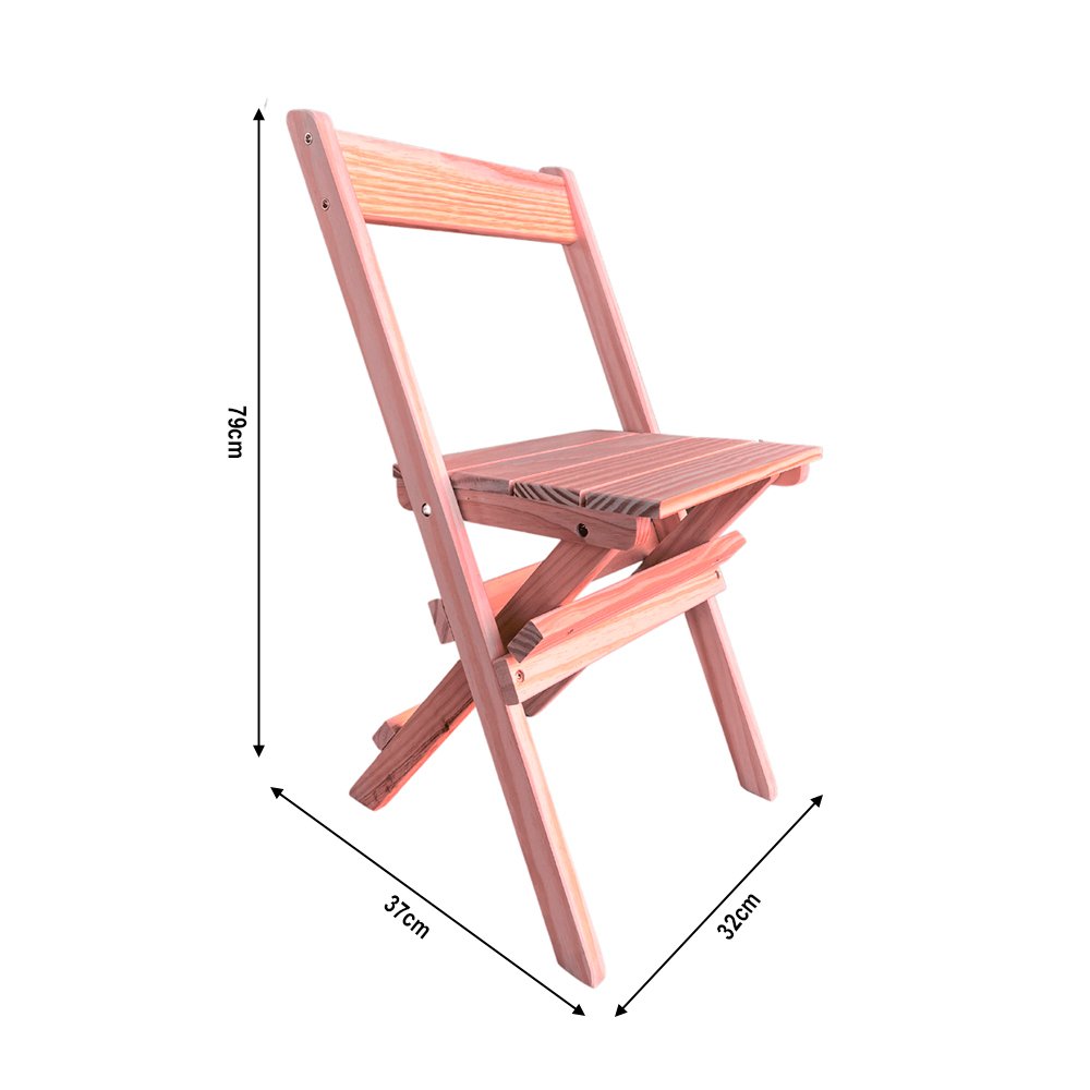 Kit 2 Conjuntos Mesa Dobrável 70x70cm para Bar com 4 Cadeiras em Madeira Maciça - Cru - 5