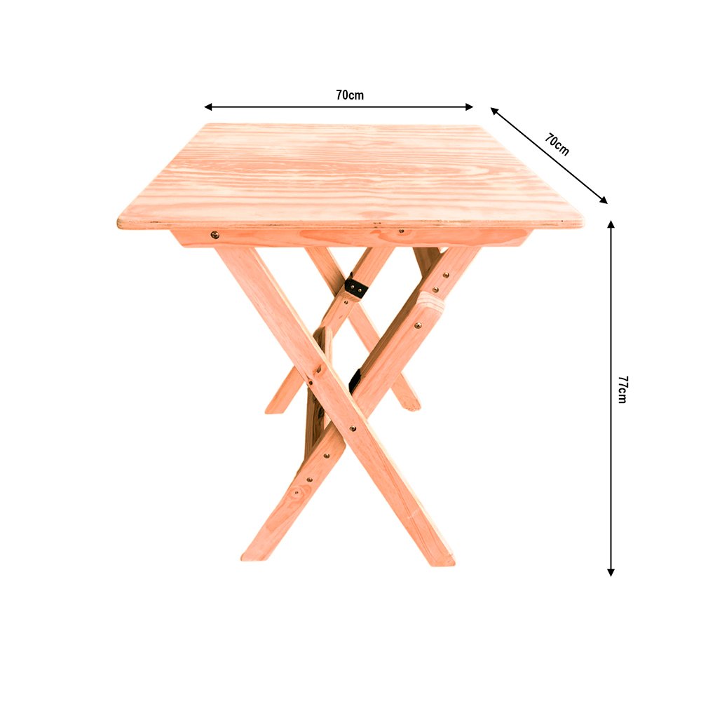 Kit 2 Conjuntos Mesa Dobrável 70x70cm para Bar com 4 Cadeiras em Madeira Maciça - Cru - 6