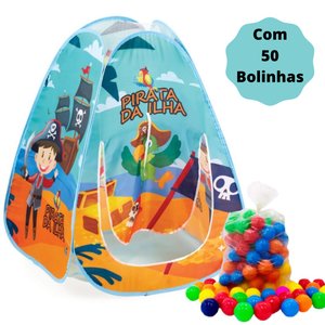 Toca Barraca Infantil Dobrável Pop Up + 50 Bolinhas Pirata da Ilha Fabrincando Ideias Inovadoras