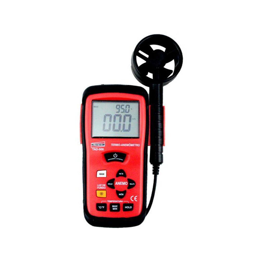 Termo Anemômetro Digital Escala 0,3-45 M/s E 0 A 60ºc Tad-500 Portátil Com Estojo