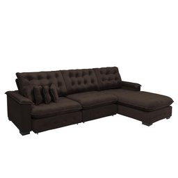 Sofá Berlin 3.85x2.10m com Chaise Super Pillow Top - Marrom - 3