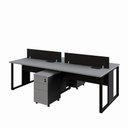 Ver imagem 3 de Mesa Dupla para Escritório Linha Corporativa Alto Padrão 6 Gavetas 240cm Cinza Sagrado com Preto