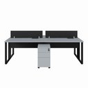 Ver imagem 5 de Mesa Dupla para Escritório Linha Corporativa Alto Padrão 6 Gavetas 240cm Cinza Sagrado com Preto