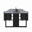 Ver imagem 2 de Mesa Dupla para Escritório Linha Corporativa Alto Padrão 6 Gavetas 240cm Cinza Sagrado com Preto