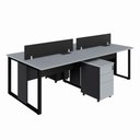 Ver imagem 7 de Mesa Dupla para Escritório Linha Corporativa Alto Padrão 6 Gavetas 240cm Cinza Sagrado com Preto
