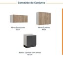 Ver imagem 4 de Lavanderia Modulada 3 Peças 2 Armários Aéreos 4 Portas 1 Balcão Ipanema CabeCasa MadeiraOriginals Cinza/Grafite Trama/Acácia