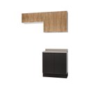 Ver imagem 2 de Lavanderia Modulada 3 Peças 2 Armários Aéreos 4 Portas 1 Balcão Ipanema CabeCasa MadeiraOriginals Cinza/Grafite Trama/Acácia