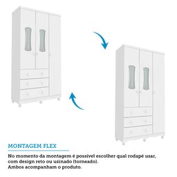 Quarto de Bebê Berço 3 em 1, Guarda-roupa e Cômoda com Janelas 100% MDF Aurora Espresso Móveis - 6