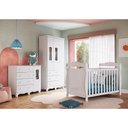 Ver imagem 1 de Quarto de Bebê Berço 3 em 1, Guarda-Roupa e Cômoda com Janelas 100% MDF Aurora Espresso Móveis Branco/Brilho