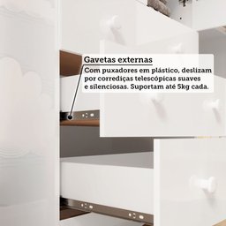 Quarto de Bebê Berço 3 em 1, Guarda-roupa e Cômoda com Janelas 100% MDF Aurora Espresso Móveis - 10