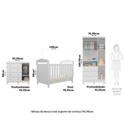 Quarto de Bebê Berço 3 em 1, Guarda-roupa e Cômoda com Janelas 100% MDF Aurora Espresso Móveis - 3